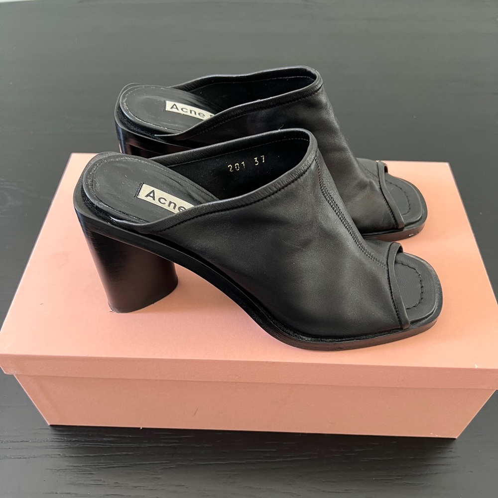 Acne Black Leather Mules